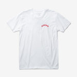 electric brand white tee shirt made from recycled polyester and cotton. white classic fit t shirt