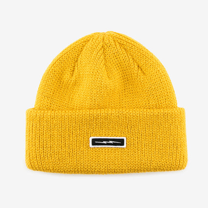 Thick Cuff Mustard Yellow Beanie Headwear cuffed heavy weight fleece lined Electric logo