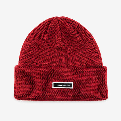 Thick Cuff Red Beanie Headwear Cap cuffed heavy weight fleece lined Electric logo