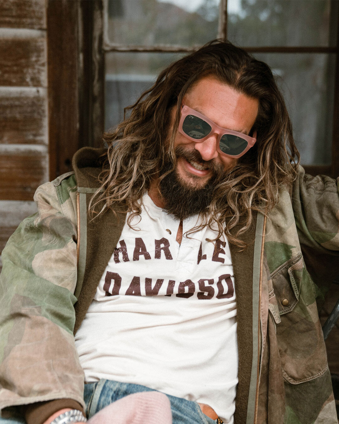 Jason Momoa sunglass collection featuring pink Crasher